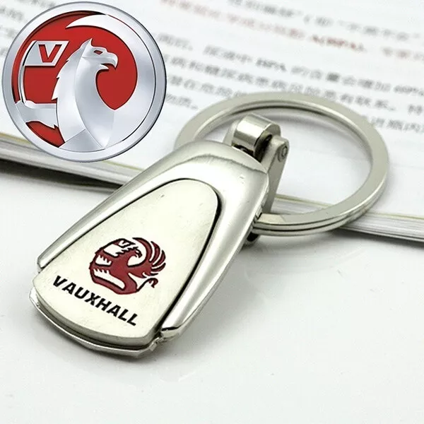 Vauxhall Keyring Metal Key Ring Silver pear shape metal chrome logo red