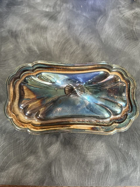 Antique Silver Butter Dish With Glass Newport By Gorham Art Deco Scallop Design