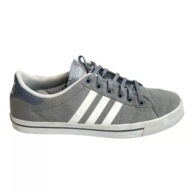 Adidas Grey/White Stripes D73944 Adicourt Skateboard Sneakers Pre-owned Sz 12