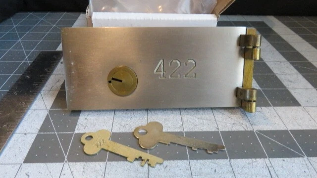 Antique L.L. Bates 1886 Safety Deposit Box Door, Hinges 1 Op & 1 Guard Key #422