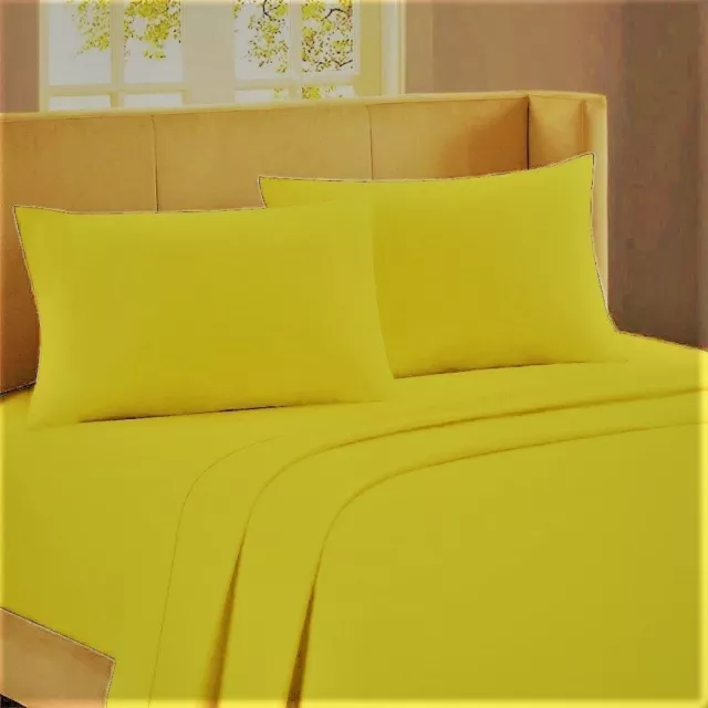 1000 TC Egyptian Cotton Sheet Set/Duvet/Fitted/Flat/Pillow Yellow SOLID US SIZE,