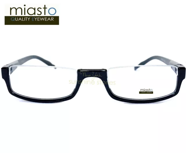 Miasto Top Rimless Rectangle Half Reader Reading Glasses+2.75 Black Large~ Flex