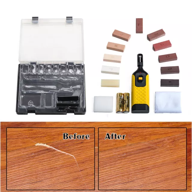 19pc Laminate Floor / Worktop Repair Kit Wax System Sturdy Case Chips Scratches