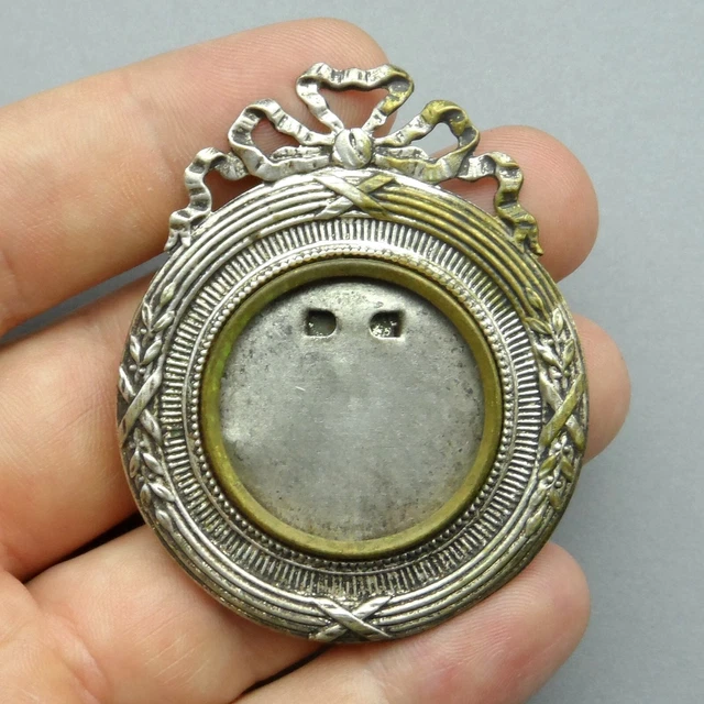 French, Antique Photo Frame. Glass and Brass. Empire Style. Medaillon.