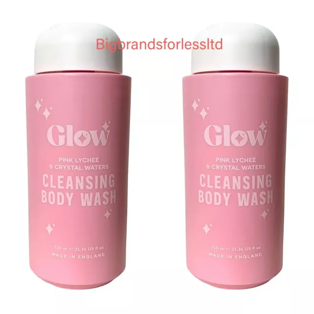 Glow PINK LYCHEE & CRYSTAL WATERS Body Wash 750 Ml -2 Pack RRP £30