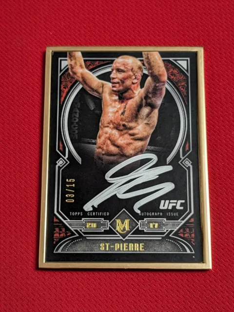 2017 Topps UFC Georges St Pierre Museum Collection Gold Framed Autograph /15 GSP