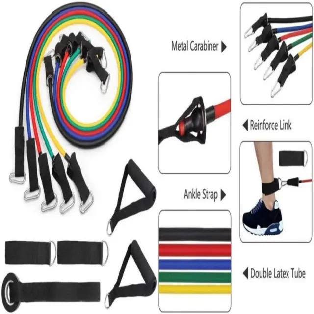 Outech Resistance Bands Set 100Lbs - Exercise Bands/Door Black,Blue,Green