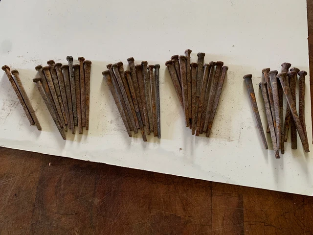 42 Antique 4.5" Square Head Nails 19th C. Barn, Floor, Beam   Nails