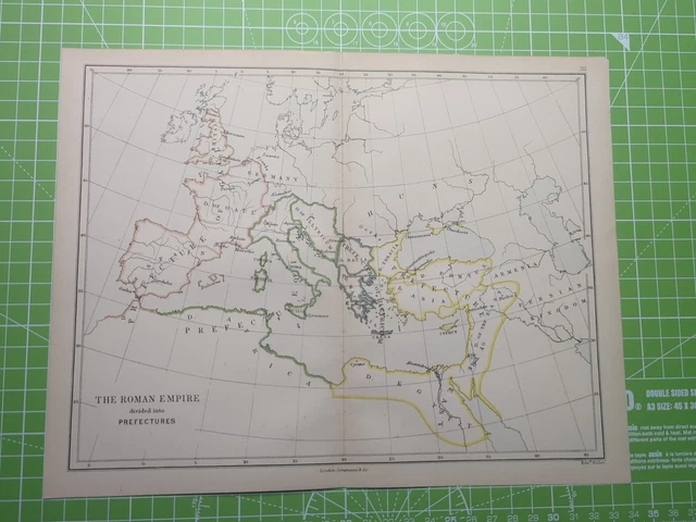 1882 The Roman Empire Divided Into Prefectures Map - Weller