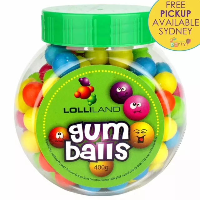 Coloured Rainbow Gumballs 400G Jar Halal Lollies Party Favours Candy Buffet