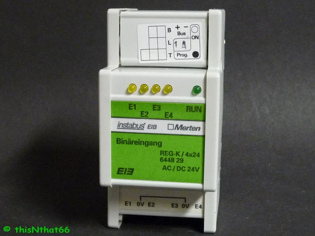 5 Inbus MERTEN Instabus EIB KNX Binreingang 4-fach (REG/4x230)  640202,  Gebraucht