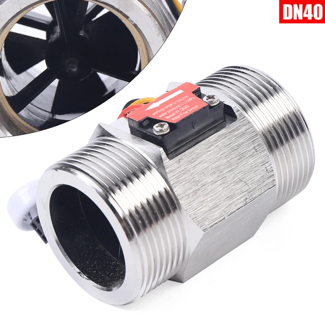 Flow Sensor 1.5" DN40 Hall Effect Liquid Water Switch Meter Stainless Steel