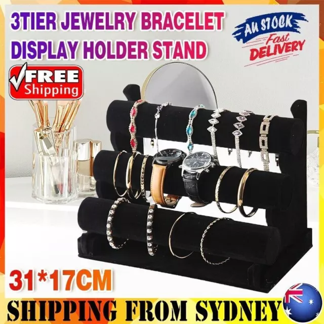 3Tiers Jewelry Bracelet Watch Display Holder Stand Showcase Rack Organizer AU