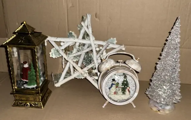 Joblot Of 4 Christmas Decoration Ornaments Tree , Star & Lantern Xmas Figures