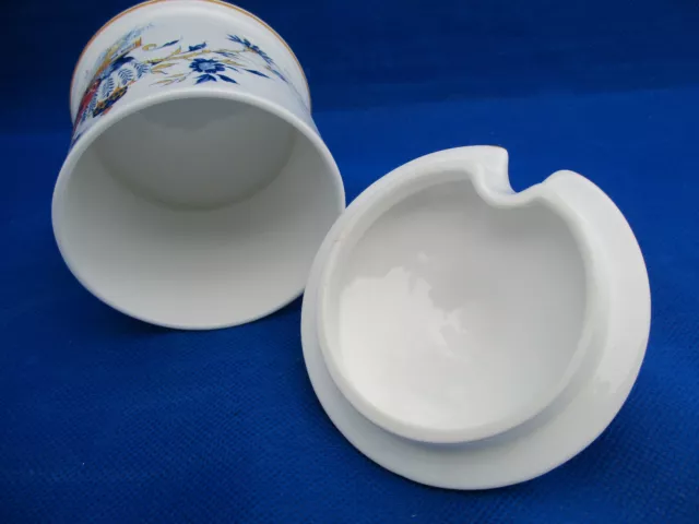 Crown Staffordshire Jam Jelly Pot & Lid PENANG Blue Orange Flowers Urn Spoon EUC 3