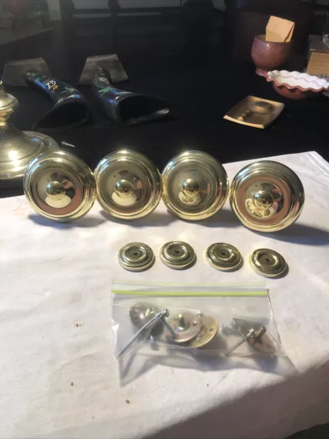 Vintage (4) Set  Adjustable Curtain Rod Bracket Holder Drapery Rod Brass Finish
