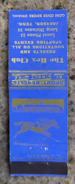 Matchcover Jackson Tennessee The Rex Club Horse Track Racing Sports