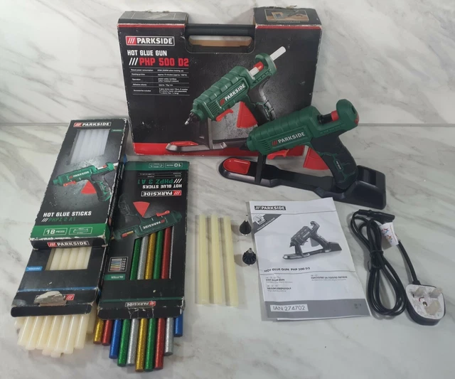 PARKSIDE HOT GLUE Gun PHP 500 D2 + 47x Glue Sticks + Hard Case Opened