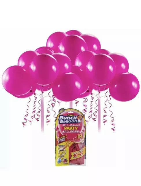 SEALED - Pink - Zuru Bunch o Balloons Latex Self Sealing Party 24 Pack REFILL