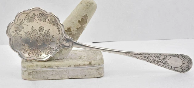 Antique .800 Silver Engraved European Scalloped Bowl Small Spoon No Mono
