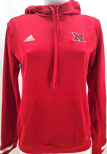 NEW Miami University Redhawks Adidas T19 Red Hoodie Hooded Sweatshirt Womens L