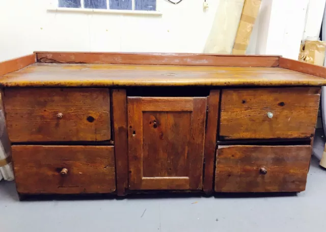 Antique Sideboard Walnut and Pitch Pine Gorgeous very Large and Deep Drawers
