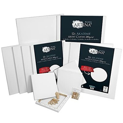 non si deforma Telaio in Legno Certificato FSC Artina Set da 10 Tele per Pittura 5x 40x50 cm & 5x 30x40 cm Serie Akademie 100% Cotone Bianco 280g/m² 