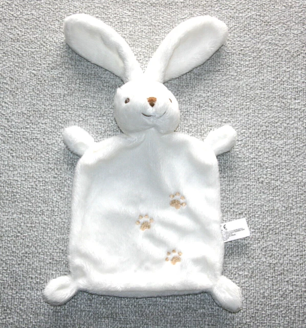 Nicotoy Simba Toys Doudou Lapin Plat Blanc 3 Empreintes Or  Etat Neuf