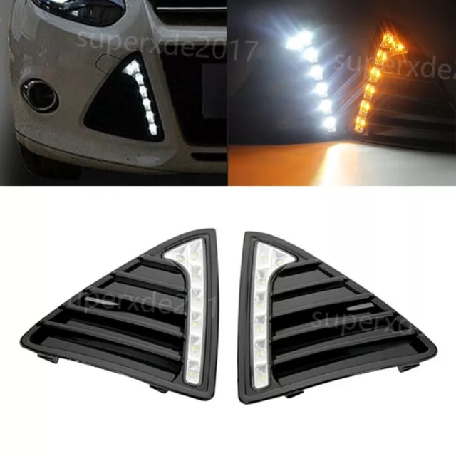 2X LED Tagfahrlicht DRL Nebelscheinwerfer mit Blinker Für Ford Focus 2011-2014 w