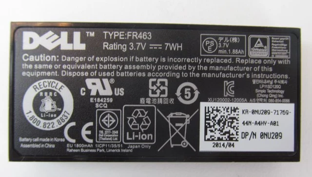 Dell NU209 PERC5i Raid SAS Battery 3.7V Lithium ION  NEW Bulk 4z