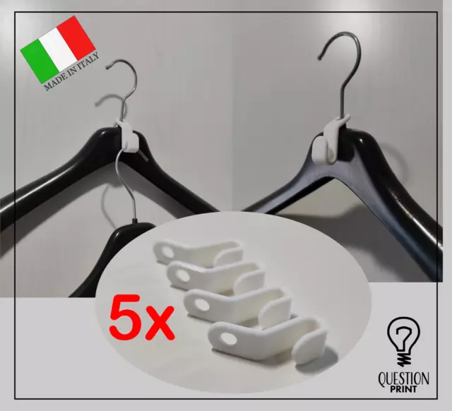 5 Ganci Grucce Salvaspazio Armadio Connettore Gruccia In Plastica Per Guardaroba
