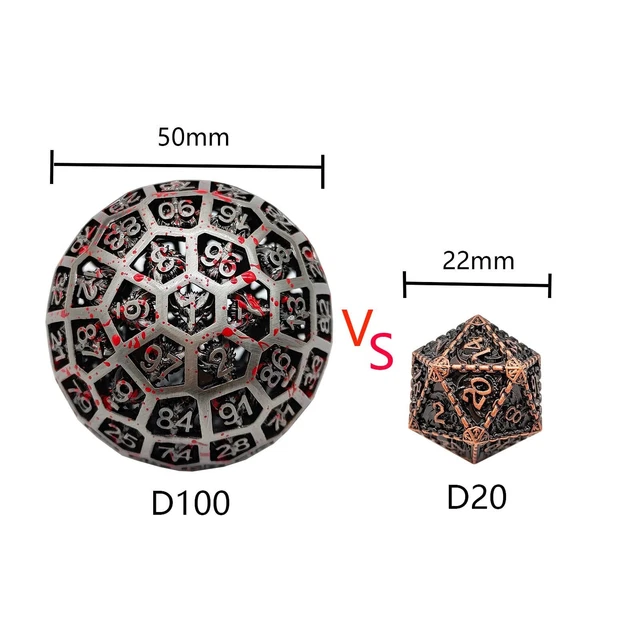 1PCS 100 Sided DND Metal Dice 50mm for Dungeons and Dragons RPG D&D Role Playing