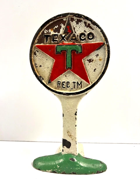 Vintage Texaco Service Station; Cast Iron Sign; Door Stop