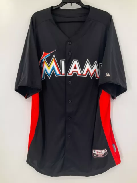 MIAMI MARLINS GAME Used Team Issued Majestic Black/Orange Jersey Size ...
