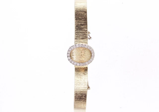 Vintage Ladies Omega 14K Gold Diamond Champagne Dial Cover Watch Vintage Ladies Omega 14K Gold Diamond Champagne Dial Cover Watch