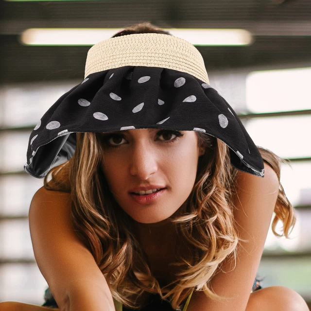 Sand Beach Hat Lady Wide Brim Hat Beach Sun Visor Hat Summer Hollow Tops Sun