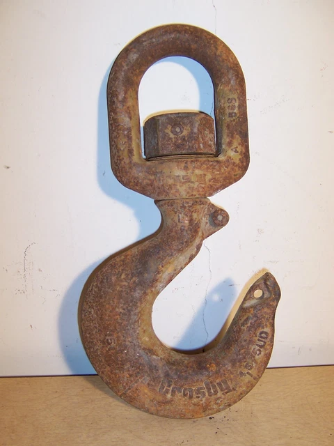 Large Iron Crosby Swivel Industrial Rigging Crane Lifting Hook 16" Long