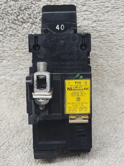 Interruptor circuito 40A PUSHMATIC Bulldog Gould ITE 40 amperios P240 pestaña ancha inferior