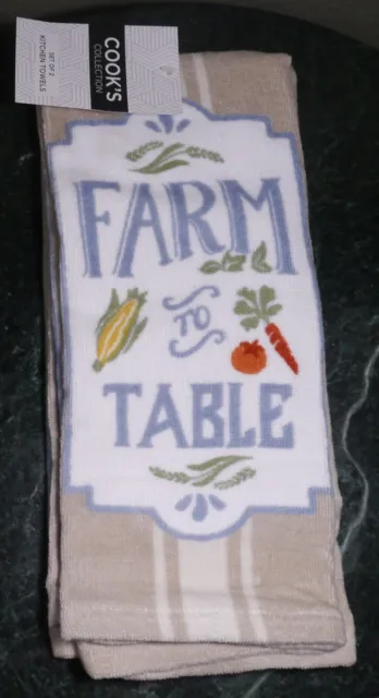 NUEVO Cook's Collection 2 piezas toallas de cocina de granja a mesa verduras maíz tomate