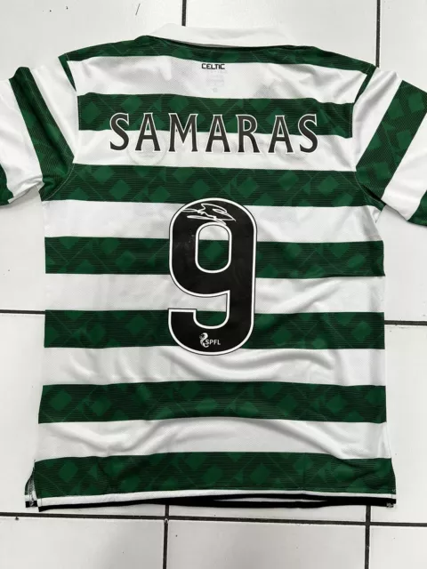 Georgios Samaras Signed Celtic Retro Home Shirt with COA