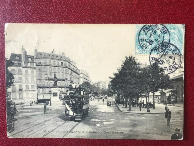 cpa carte postal Paris la place Maubert et le boulevard Saint Germain