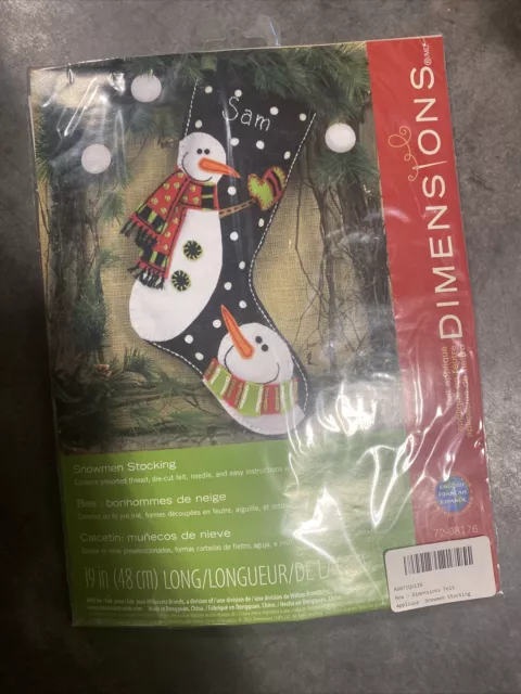Medias de Navidad aplique de fieltro Dimensions muñecos de nieve amigos bufandas coloridas