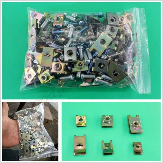 200 Pcs/Bag U-Type Gasket Car Body Door Penal Fastener Fixed Screw Clips U-Nuts