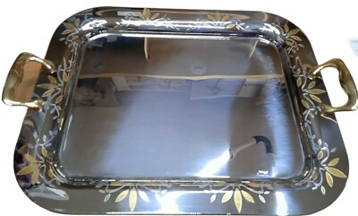 Organizer Vassoio per Gioielli Trucco TEYU 1 pz Vassoio Portaoggetti Decorativo in Acciaio Inox Oro Vassoio da Tavolo Colazione Cena Rettangolo S Vassoio da Portata per Bevande da Bagno Tè 