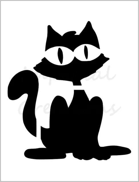 Plantilla de gato brujo de Salem talla calabaza de Halloween 8,5"" x 11"" hoja reutilizable S771