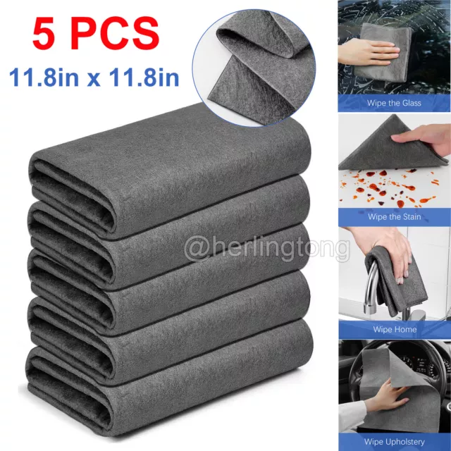 5pcs Thickened Magic Cleaning Cloth Reusable Microfiber Cleaner Rag Streak Free