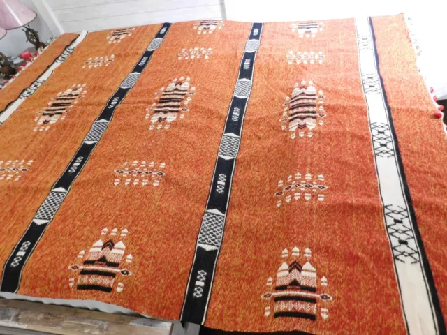 Vintage African Berber Region Northwest Africa Wool Rug Blanket Orange 100X77
