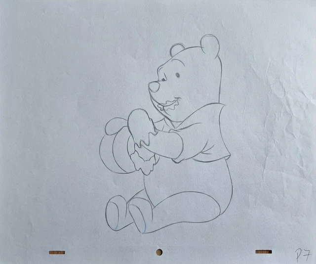 WALT DISNEY ANIMATION Art Cel Production Drawing Winnie the Pooh Bear