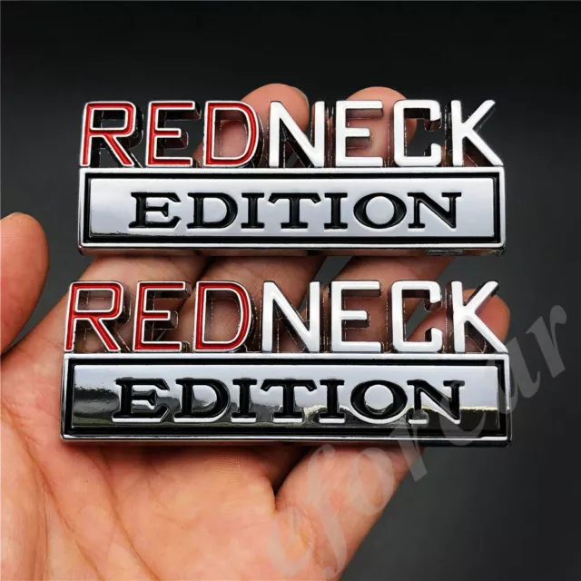 2pcs Chrome Metal REDNECK EDITION Sign Truck Boat Car Emblem Badge Sticker