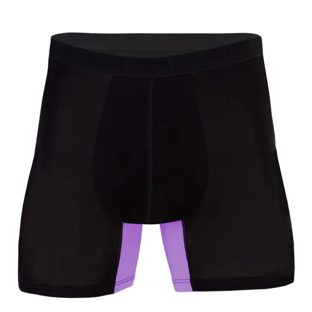 Mens Boxer Briefs Bamboo Black/Purple - Frank & Beans Underwear S M L XL 2XL 3XL